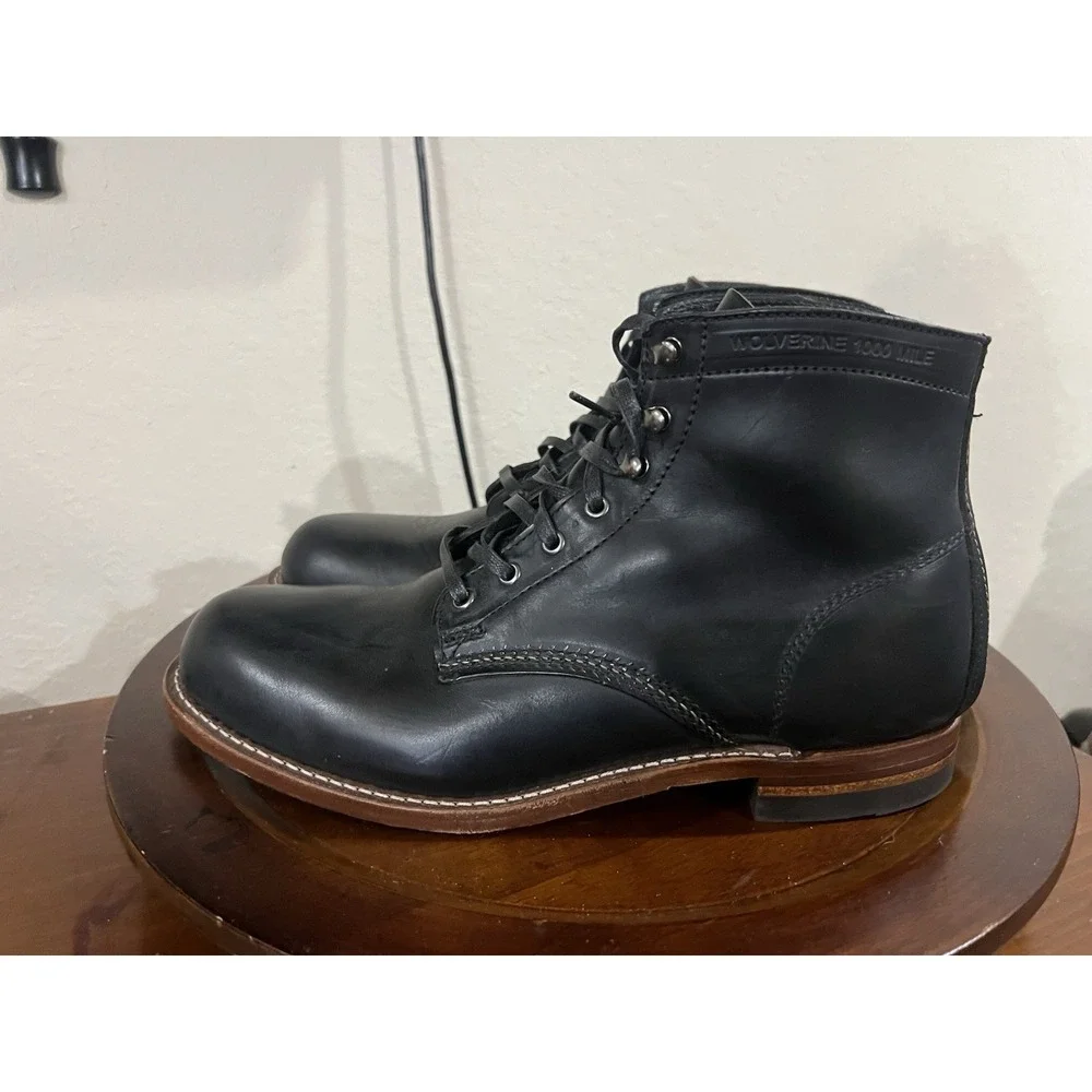 Wolverine 1000 Mile Cap Toe Work Boots Leather BlackUSA  Vibram Lace‎ Up 10 D